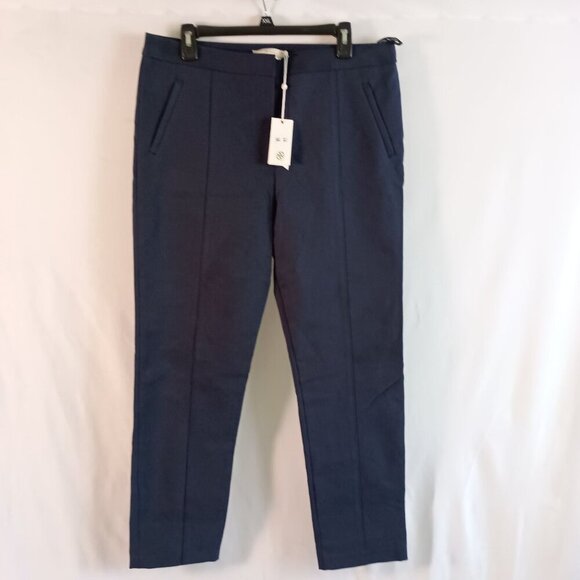 Tory Burch Vanner Pants Navy Size 12 NWT MSRP $278 Zip Front Stretch - Picture 2 of 6